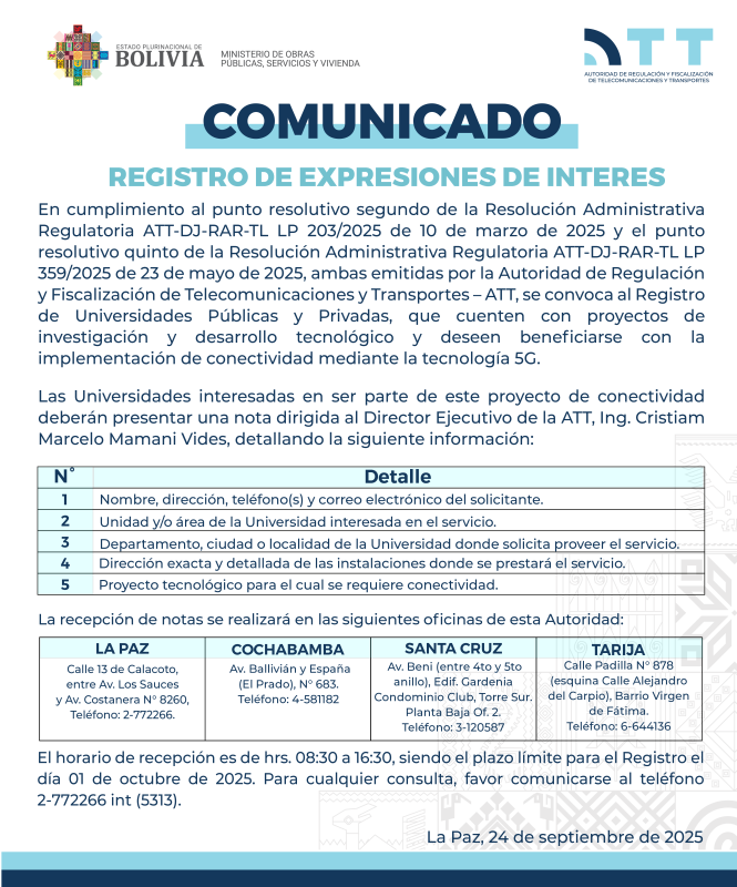 comunicado 5g