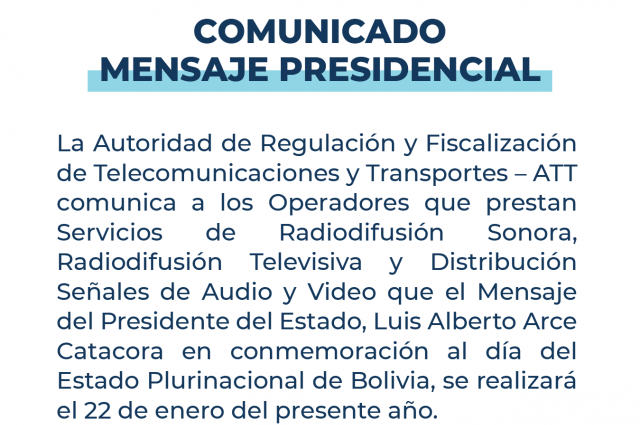 COMUNICADO MENSAJE PRESIDENCIAL 2022